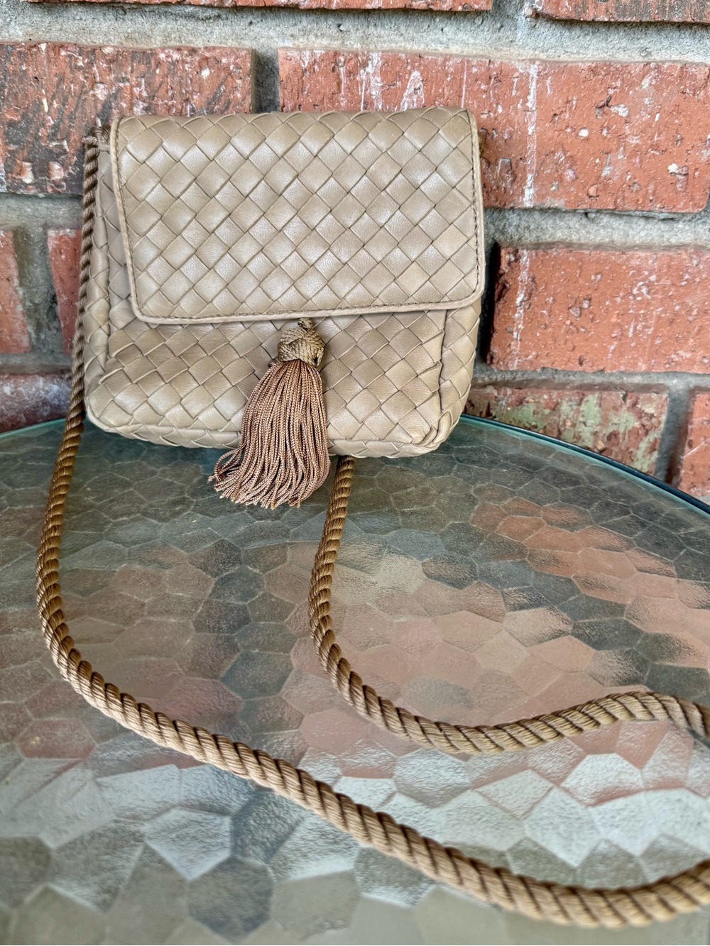Woven Mini Crossbody Bag in Tan - Women Mini Bags